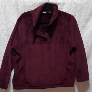 Lands' End Deep Red Fleece Pullover